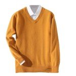 Yellow V-Neck Cashmere Sweater for Men, 4X-Large
