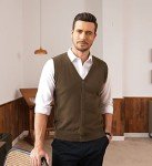 COOFANDY Men's Casual V-Neck Sweater Vest - Brown