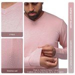 Men's V-Neck Slim Fit Sweater - Light Pink