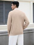 Men's Long Sleeve V-Neck Cardigan Sweater - Apricot