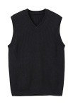 Men's Black V-Neck Knit Sweater Vest, X-Large