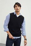 Men's Black V-Neck Knit Sweater Vest, X-Large