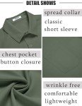 COOFANDY Men's Wrinkle-Free Short Sleeve Shirt - Army Green