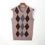 Men's Argyle V-Neck Sweater Vest - Khaki