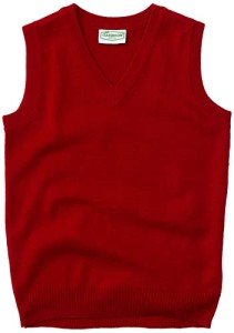 Men's Red V-Neck Sweater Vest, Medium