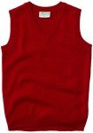 Men's Red V-Neck Sweater Vest, Medium