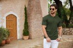 Men's Slim Fit Muscle Polo Shirt - Army Green