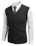 COOFANDY Men's V-Neck Cable Knit Sweater Vest