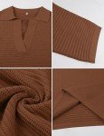 Men's Casual Knit V-Neck Polo Shirt - Caramel