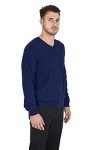 Men's Classic Merino Wool V-Neck Sweater - Navy