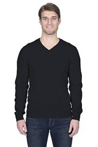 Men's V-Neck Cashmere Merino Wool Sweater - Black