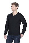 Men's V-Neck Cashmere Merino Wool Sweater - Black