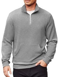 Men's Grey 1/4 Zip Polo Sweatshirt