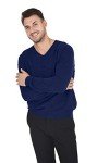 Men's Classic Merino Wool V-Neck Sweater - Navy