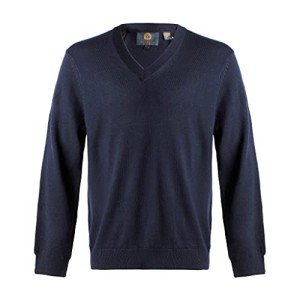 Men's Navy V-Neck Merino Wool Sweater, XX-Large