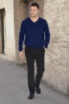 Men's Classic Merino Wool V-Neck Sweater - Navy