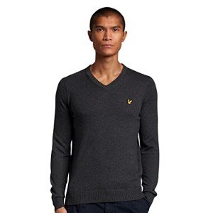 Lyle & Scott Cotton Merino V-Neck Sweater - Charcoal
