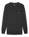 Lyle & Scott Cotton Merino V-Neck Sweater - Charcoal