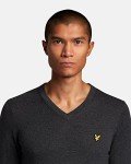 Lyle & Scott Cotton Merino V-Neck Sweater - Charcoal