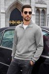 Men's Grey 1/4 Zip Polo Sweatshirt