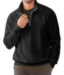 Men's Quarter Zip Waffle Sweatshirt - Black