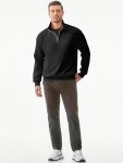 Men's Quarter Zip Waffle Sweatshirt - Black