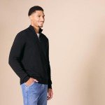 Men's 100% Cotton Black Quarter-Zip Sweater