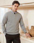 KALLSPIN Men's Lightweight Quarter-Zip Pullover Sweater