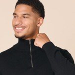 Men's 100% Cotton Black Quarter-Zip Sweater
