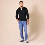 Men's 100% Cotton Black Quarter-Zip Sweater