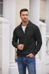 COOFANDY Men's Black Corduroy Quarter Zip Pullover