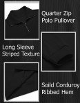 COOFANDY Men's Black Corduroy Quarter Zip Pullover