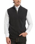 Men's Cotton Quarter Zip Sweater Vest - Dark Grey