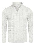 COOFANDY Men's Slim Fit Quarter-Zip White Sweater