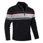 Men's Quarter Zip Fleece Sweater - Black & Grey