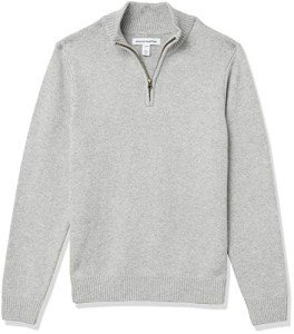 Men's Light Grey Quarter-Zip Sweater by Amazon Essentials