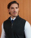 Men's Cotton Quarter Zip Sweater Vest - Dark Grey