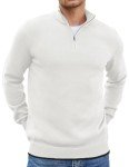 Men's Slim Fit Quarter Zip White Sweater