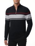 Men's Quarter Zip Fleece Sweater - Black & Grey