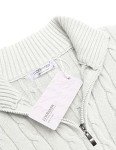 COOFANDY Men's Slim Fit Quarter-Zip White Sweater