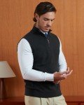 Men's Cotton Quarter Zip Sweater Vest - Dark Grey