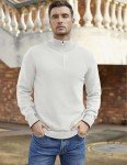 Men's Slim Fit Quarter Zip White Sweater