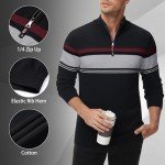Men's Quarter Zip Fleece Sweater - Black & Grey