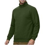 Men's Army Green Sherpa Lined Quarter Zip Sweatshirt