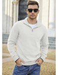Men's Slim Fit Quarter Zip White Sweater