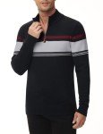 Men's Quarter Zip Fleece Sweater - Black & Grey