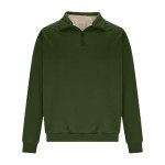Men's Army Green Sherpa Lined Quarter Zip Sweatshirt