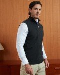 Men's Cotton Quarter Zip Sweater Vest - Dark Grey
