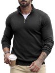 ICEMOOD Men's Black Quarter Zip Pullover Sweater