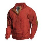 Men's Casual 3D Printed Henley Pullover Sweatshirt